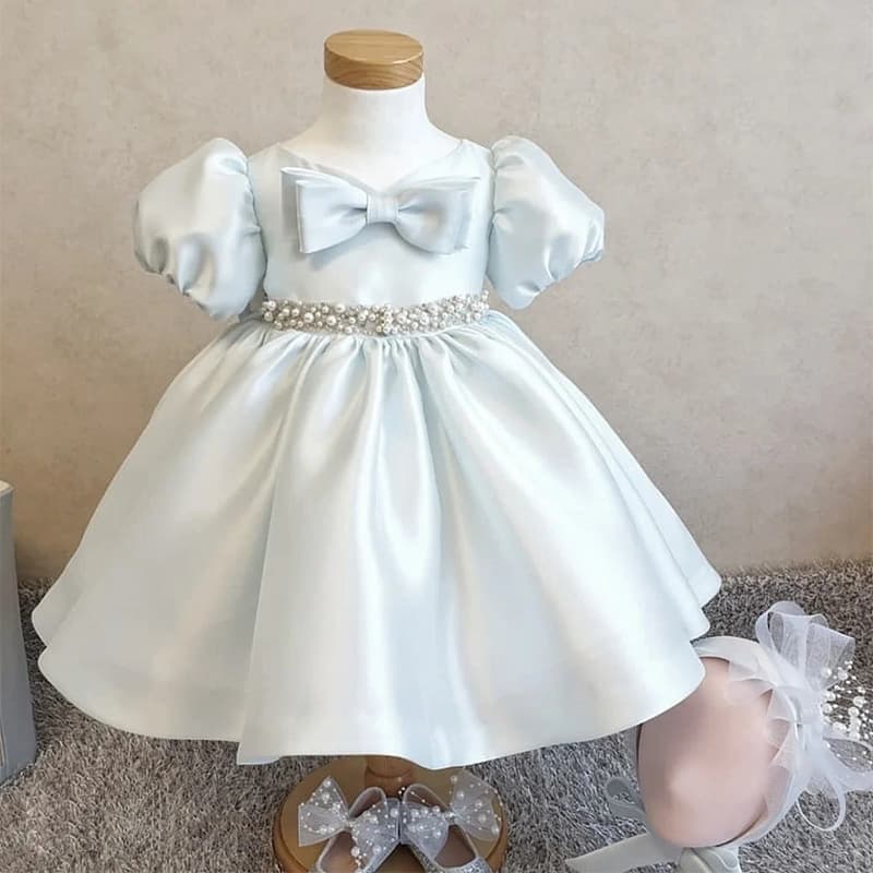 One-year-old dress for baby girl, princess style, first birthday, wedding dress, little girl princess dress, puff sleeve princess dress