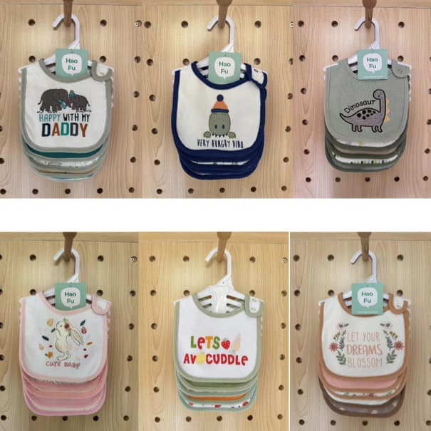 Newborn waterproof bib gift set of 5 with original paper card Newborn baby gift bib sets