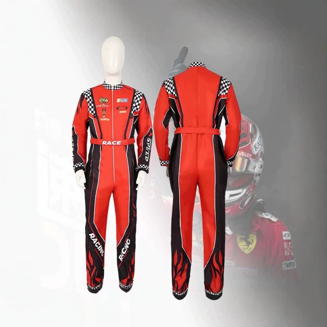 New Summer Racing Suit, Go-Kart Beach Car Cosplay Suit for Kids and Adults, Racer Cosplay Outfit