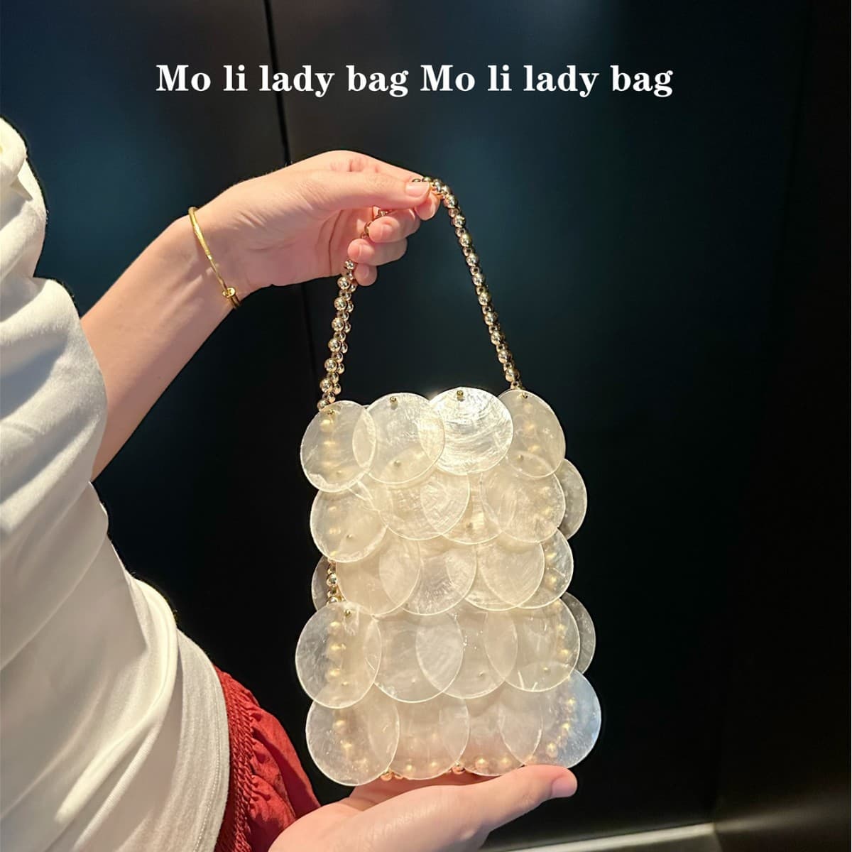 Natural Shell New Colorful Handwoven Shell Bag Fashion Colorful Women's Handbag Beaded Chain Fish Scale Bag