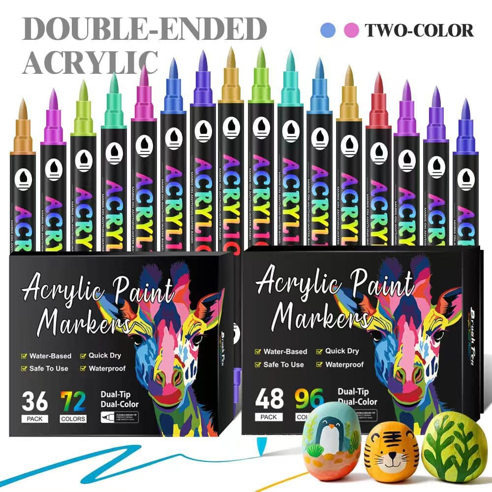 Amazon's best-selling 240 double-head two-color acrylic marker soft-head children's painting pen stationery set graffiti pen
