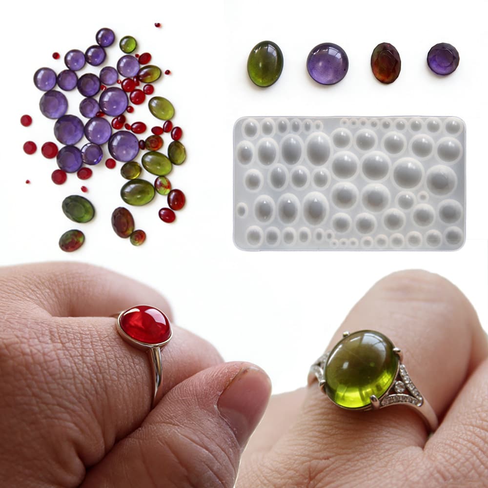 Round Oval Small Gem Mold Silicone Handmade Gem Cabochon Mirror Epoxy Resin Mold Small Gem Mold
