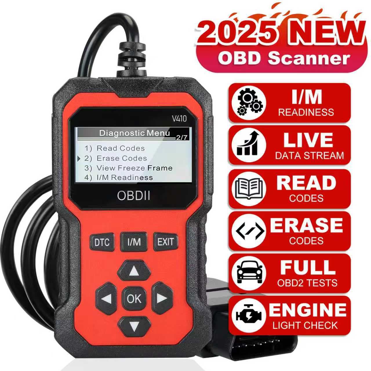 V410 Car Diagnostic Tool Engine Fault Diagnosis Scanner Data Stream Performance Test OBD2
