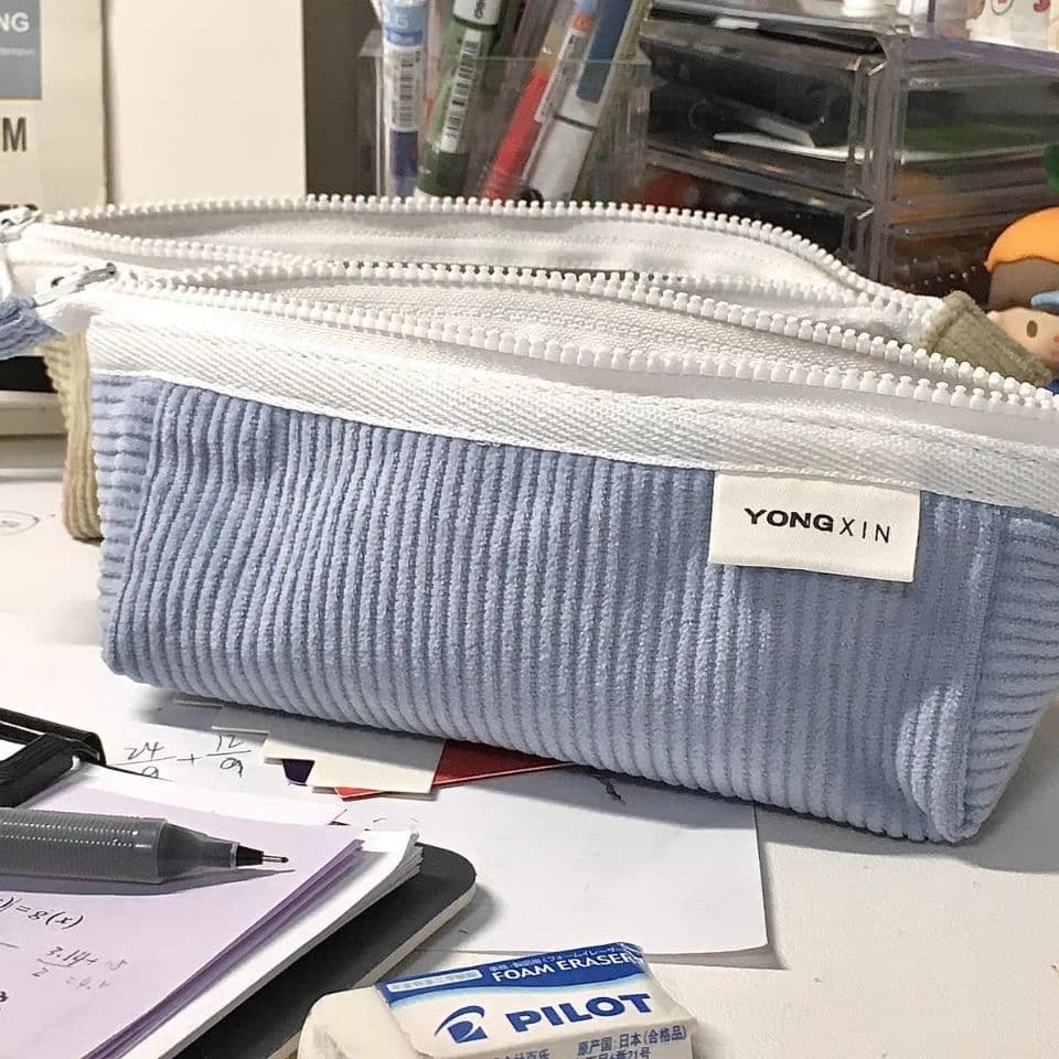Xiaohongshu's same style niche dream spaceship series pencil case junior high school and high school student corduroy solid color stationery