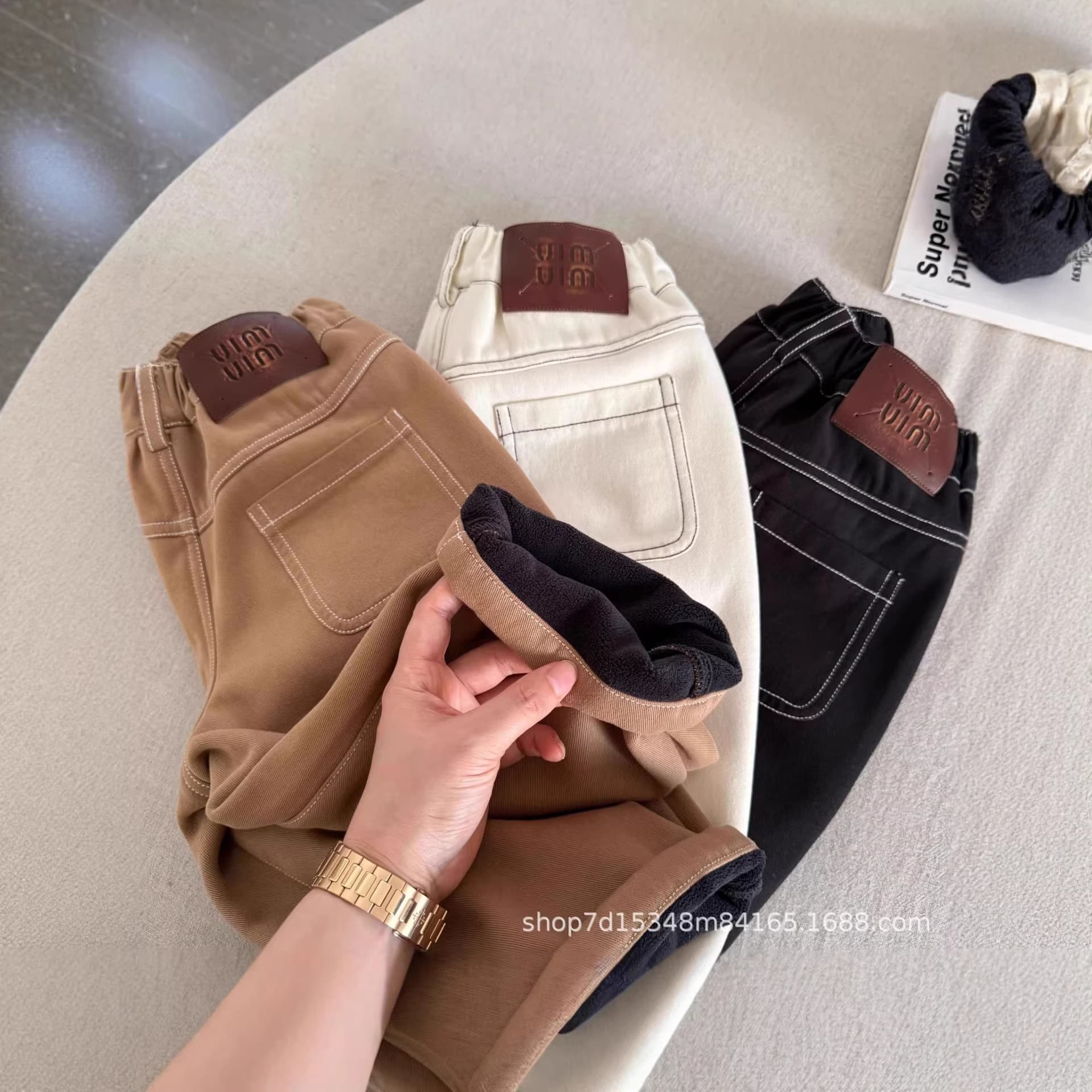 Kids Solid Fleece Casual Pants 2025 Fall Winter New Boy Korean Thick Trousers Baby Boy Versatile Straight-Leg Pants