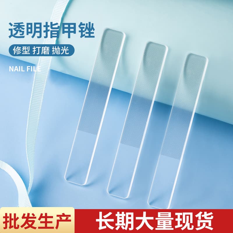 Transparent Nail File Buffer, Nail Polishing Block, Glass Crystal Sanding Stick, Nail Shaper and Buffer Tool