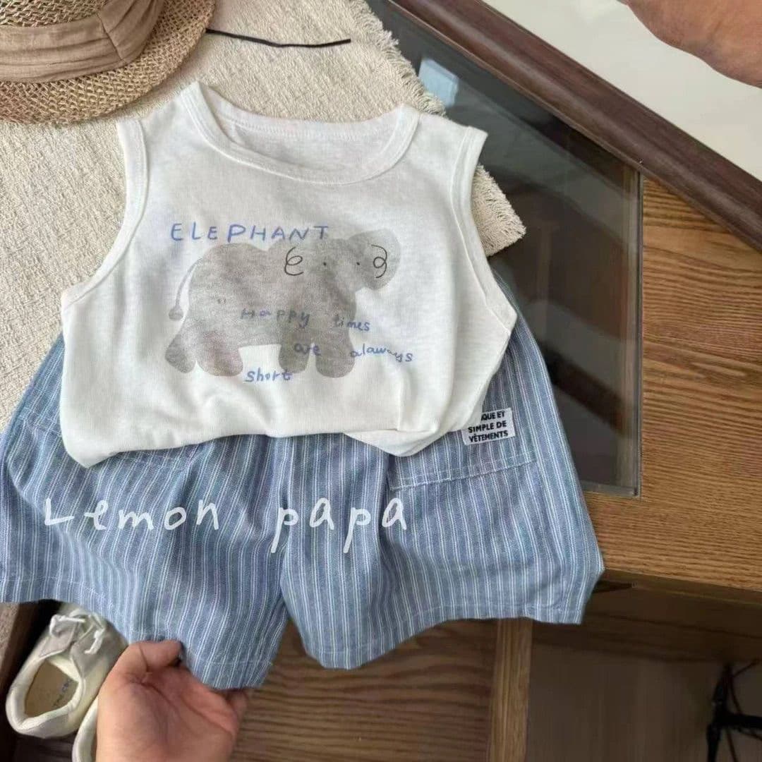 Kids' Striped Vest Boys 2026 Summer New Style Toddler Cartoon Print Sleeveless T-Shirt Girls Thin