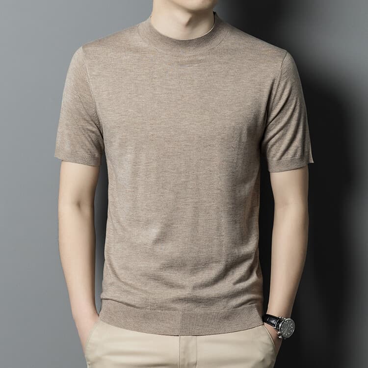 Chaoyang Clothing Boshisha & D029 Wool Half High Neck Thin Short Sleeve