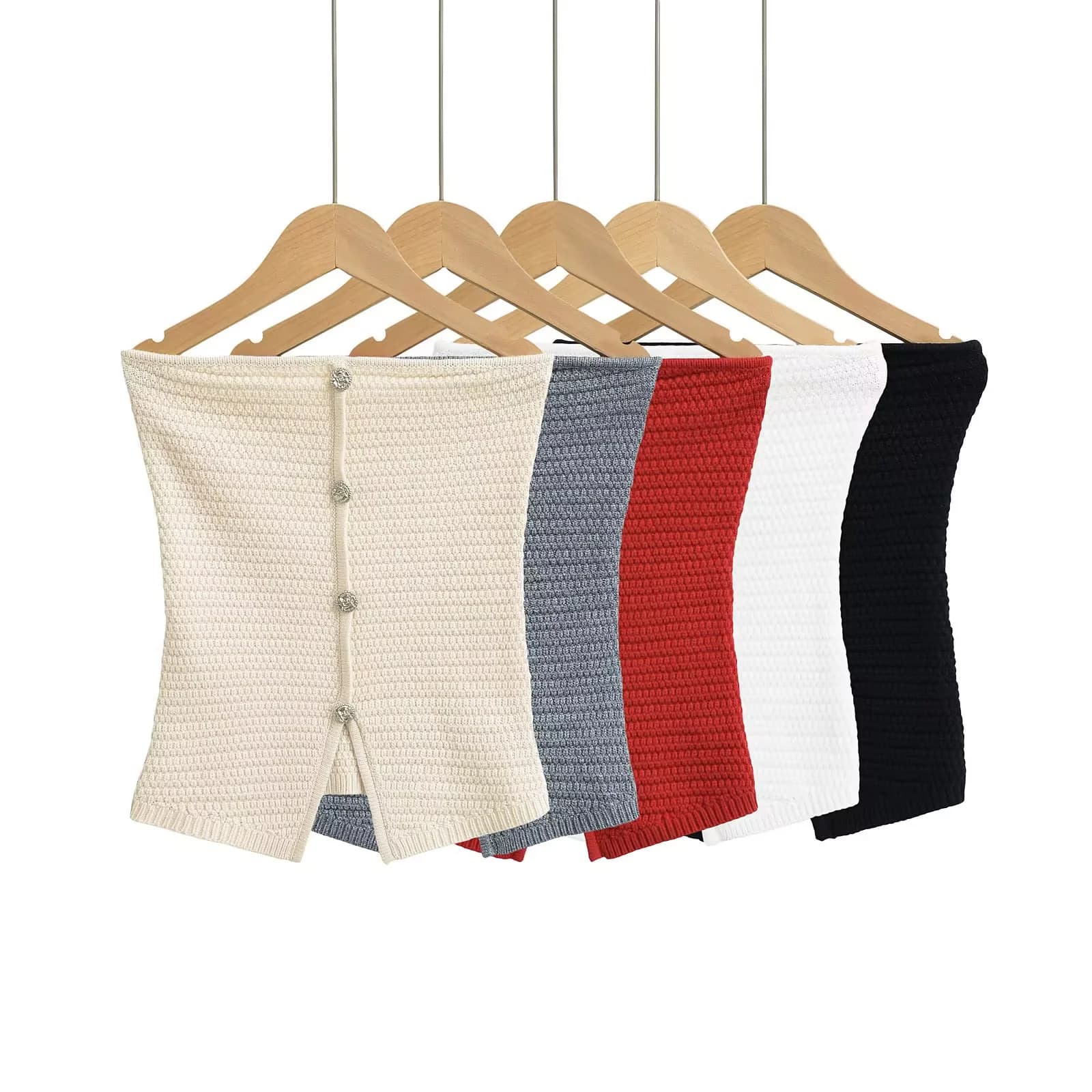 American-style Knitted Button Wrap Vest Top for Women, New Summer Pure Desire Slim Fit Outerwear or Innerwear Tube Top