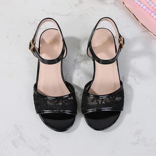 Elegant Lace Mesh 2026 One-Strap Sandals Sexy Stiletto Heels Size 28~38 Princess Style Girls' Shoes