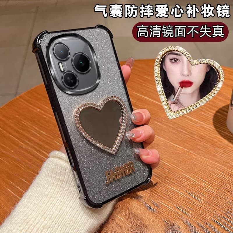 For Honor WIN RT Phone Case Luxury Sparkle Diamond Women Love Makeup Mirror Airbag Anti-Drop Phone Case