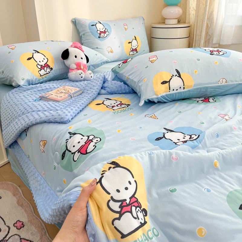 Cooling Bean Summer Air Conditioning Quilt Lightweight Breathable Ice Silk Children's Double Summer Quilt Thin Blanket Quilt Core Fresh Style