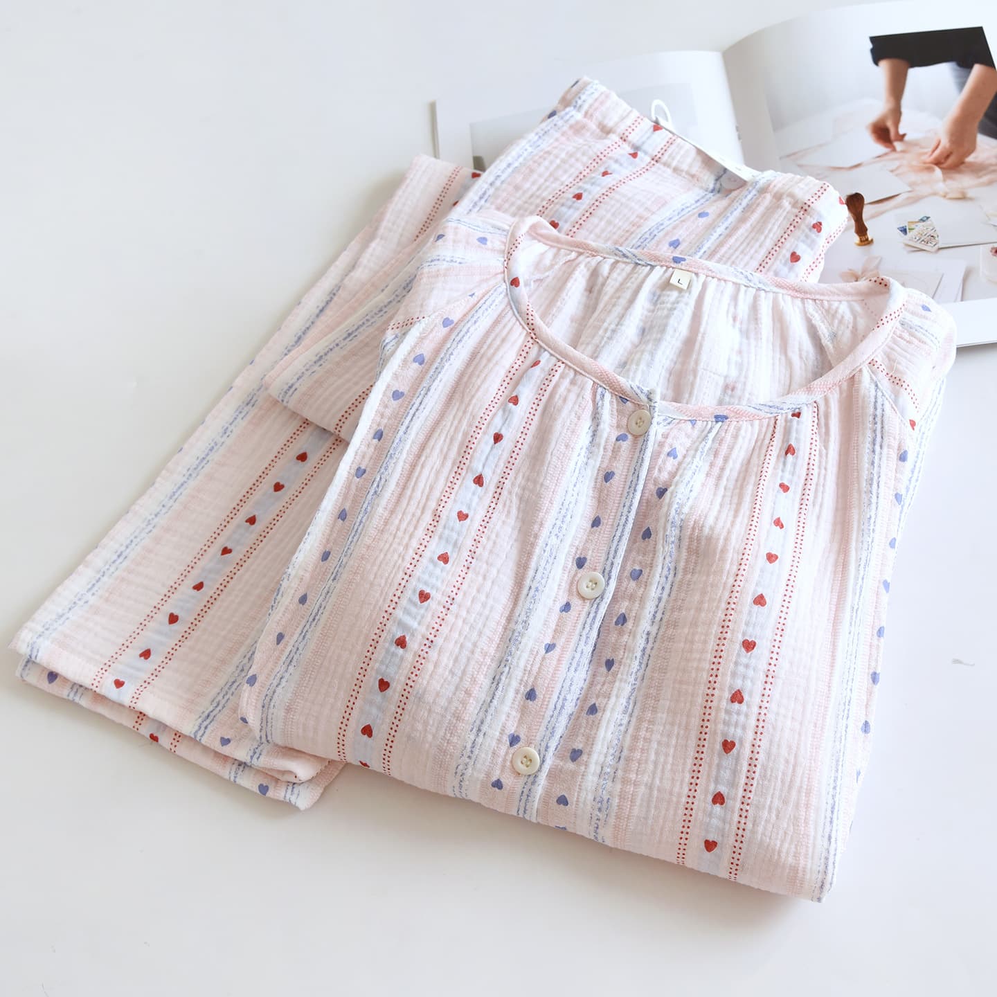 Spring/Autumn Cotton Maternity Hospital Gown Set with Chest Pad, Nursing Sleepwear for Postpartum, Breastfeeding Pajamas
