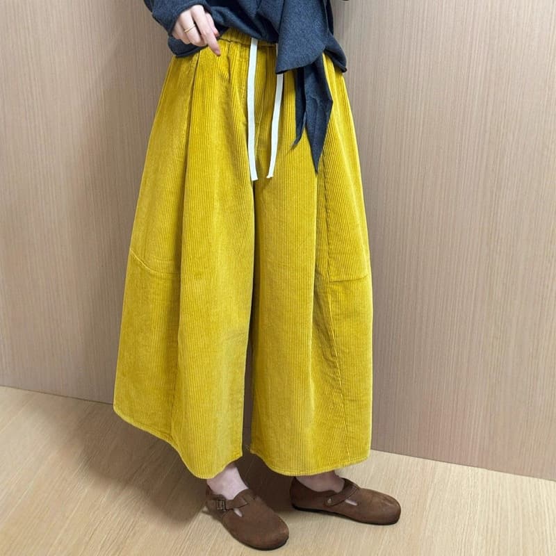 2025 Fall/Winter New Korean Style Fleece-Lined Warm Casual Pants for Women, Loose Fit, Flattering, Corduroy Wide Leg