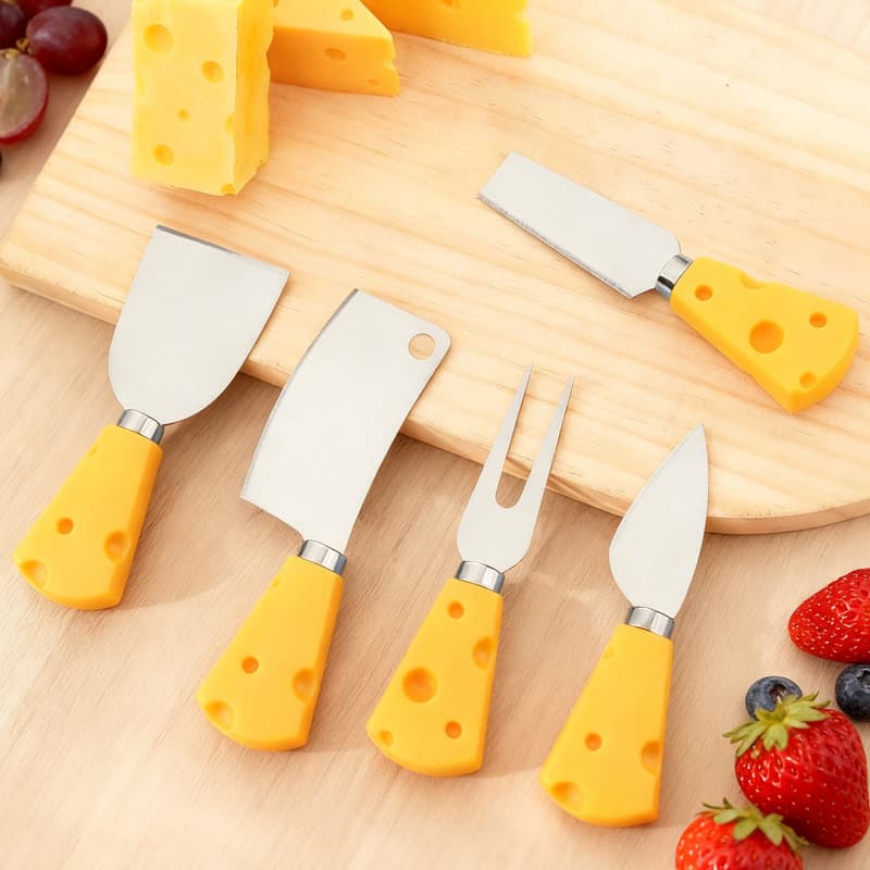 Cute Cheese Handle Fruit Knife Fork Spoon Mini Butter Toast Jam Spreader Knife Small Fork Kitchen Knife Set
