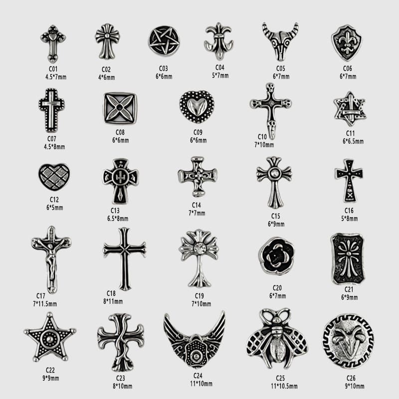 Mixed batch dark style alloy cross nail decoration DIY accessories Yiwu nail art supplies