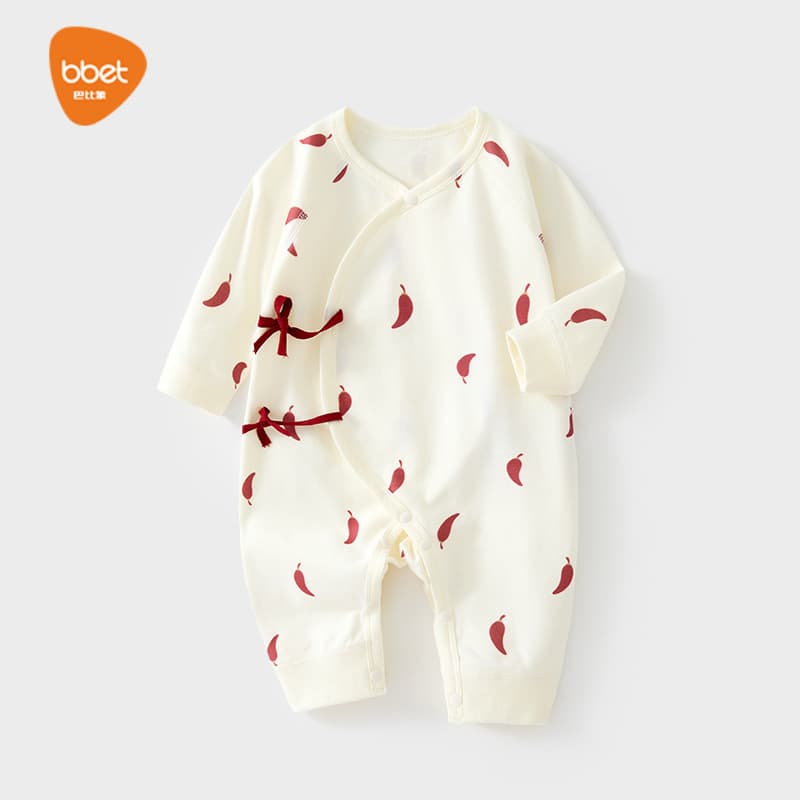 Babixiang Newborn Baby Romper 100% Cotton Butterfly Suit Seamless Design Infant Monk Style Spring and Fall Bodysuit