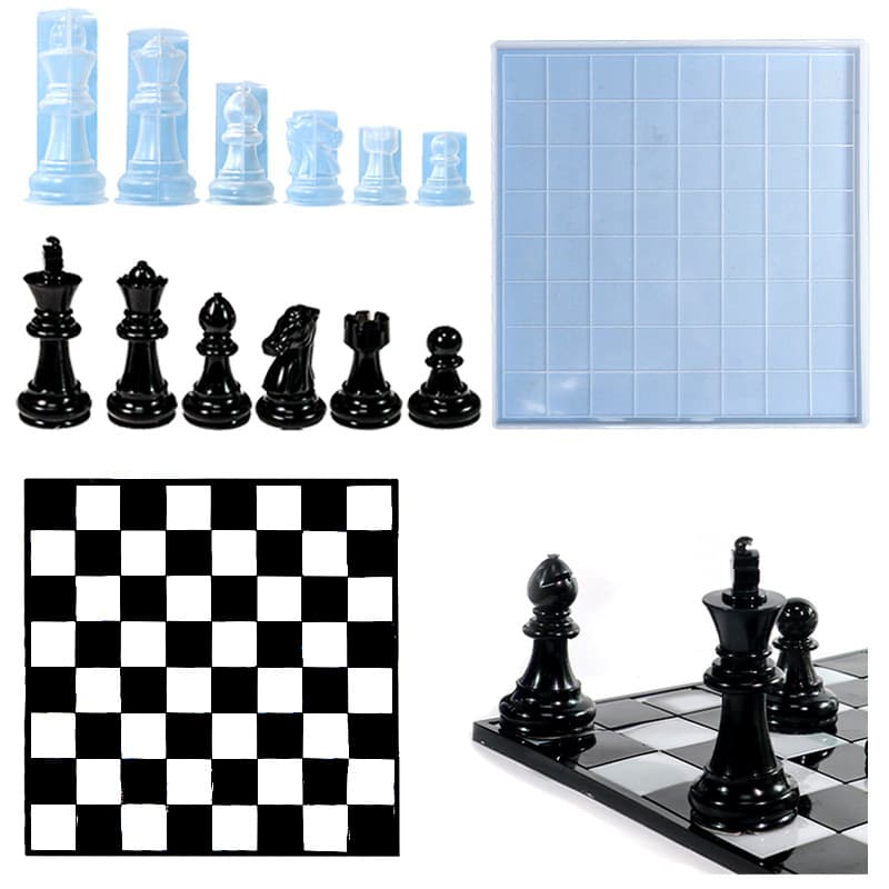 DIY Drip Glue Mold 3D Chess Silicone Mirror Resin Ornament Cross-border Supply Silicone Molds for Crafts Decorations