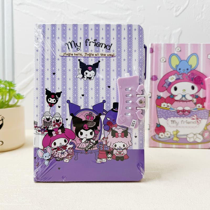 Cartoon Sanrio password stationery prizes for children and primary school students cute notebook with lock diary notepad