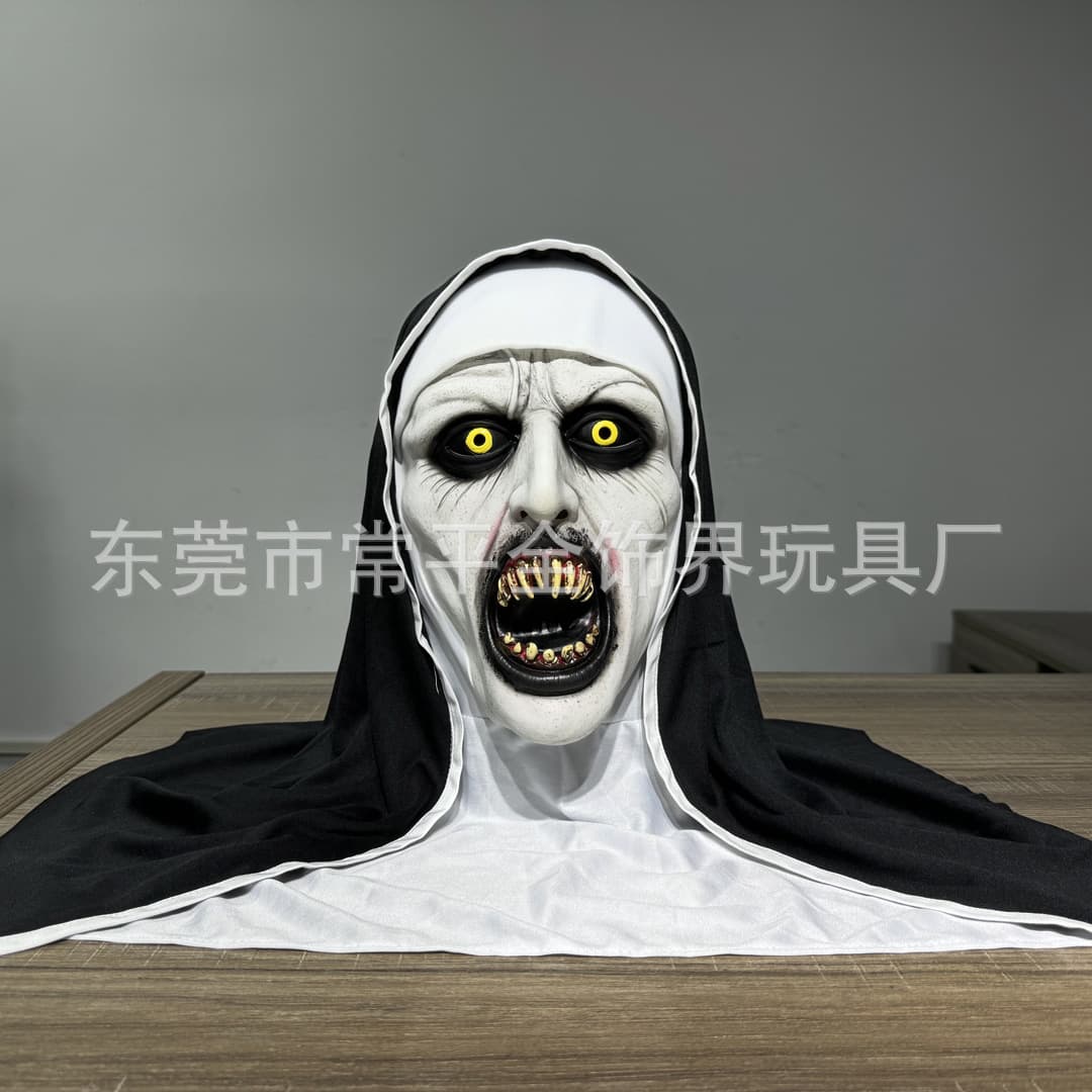 New Nun Mask Halloween Scary Makeup Mask Creepy Ghost Face Latex Hood Nun
