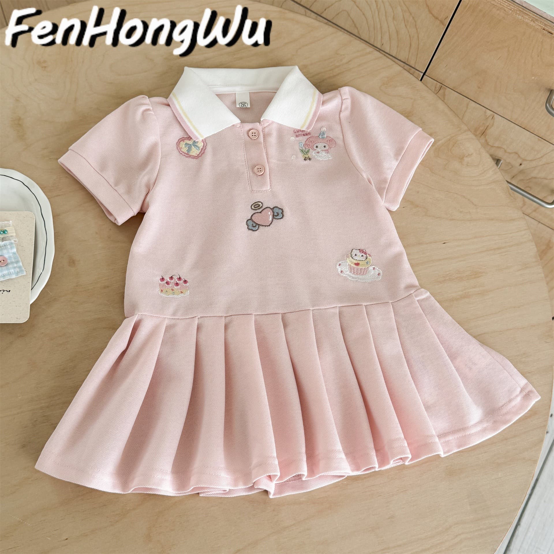 FHW Girls' Summer Dress, Stylish Baby Princess Dress, Children's Polo Dress, Casual Dress for Little Girls