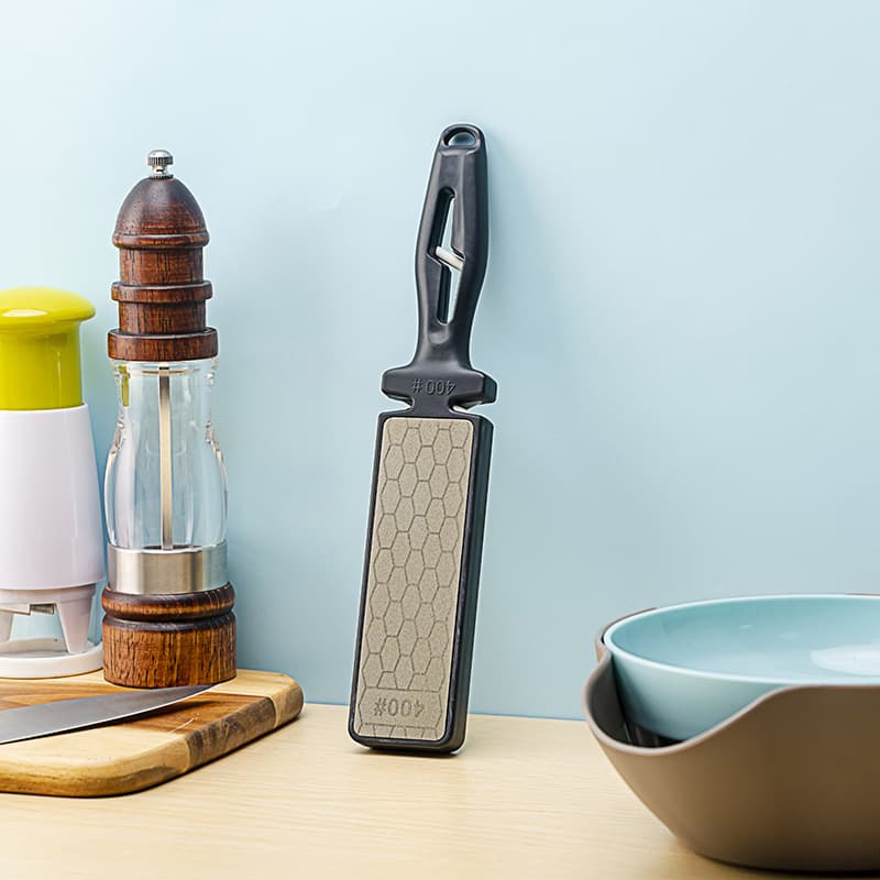 Emery Sharpener for Knives and Scissors, Multifunctional Whetstone Double-Sided Ceramic Diamond Sharpener Kitchen Tool