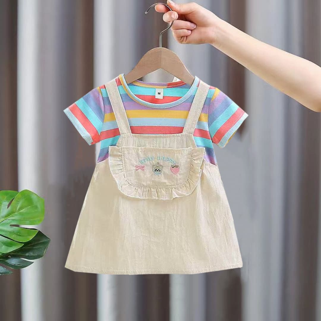 Girls Summer Cartoon Dress 2026 New Style Toddler Cotton Short Sleeve Dress Children Princess Dress