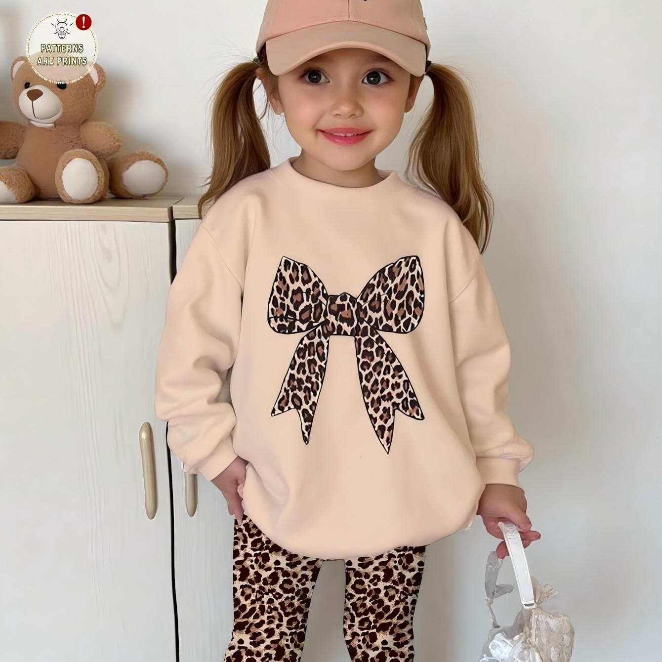 Cross-border hot selling leopard print striped girls suit long sleeves and trousers 2 piece set Leopard Print 2PCS