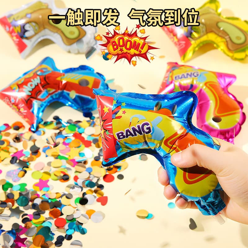 TikTok Same Style Firework Guns for New Year, Birthday Parties, Automatic Inflatable Blow Spray Atmosphere Props, and Kindergarten Prizes