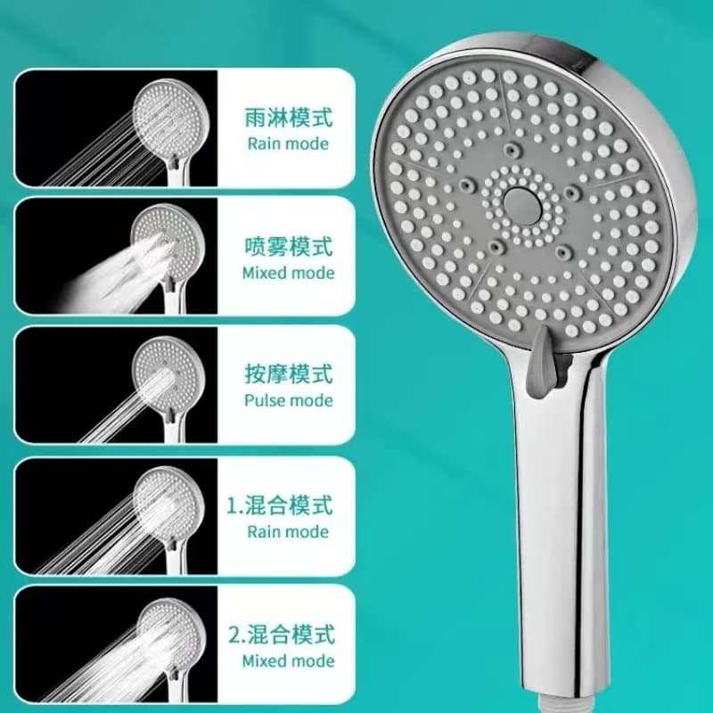 Shower Hose 5-Level Pressure Boosting Shower Head for Home Bathroom, Large Water Output Handheld Shower, Bath Heater Large Panel Shower Lotus