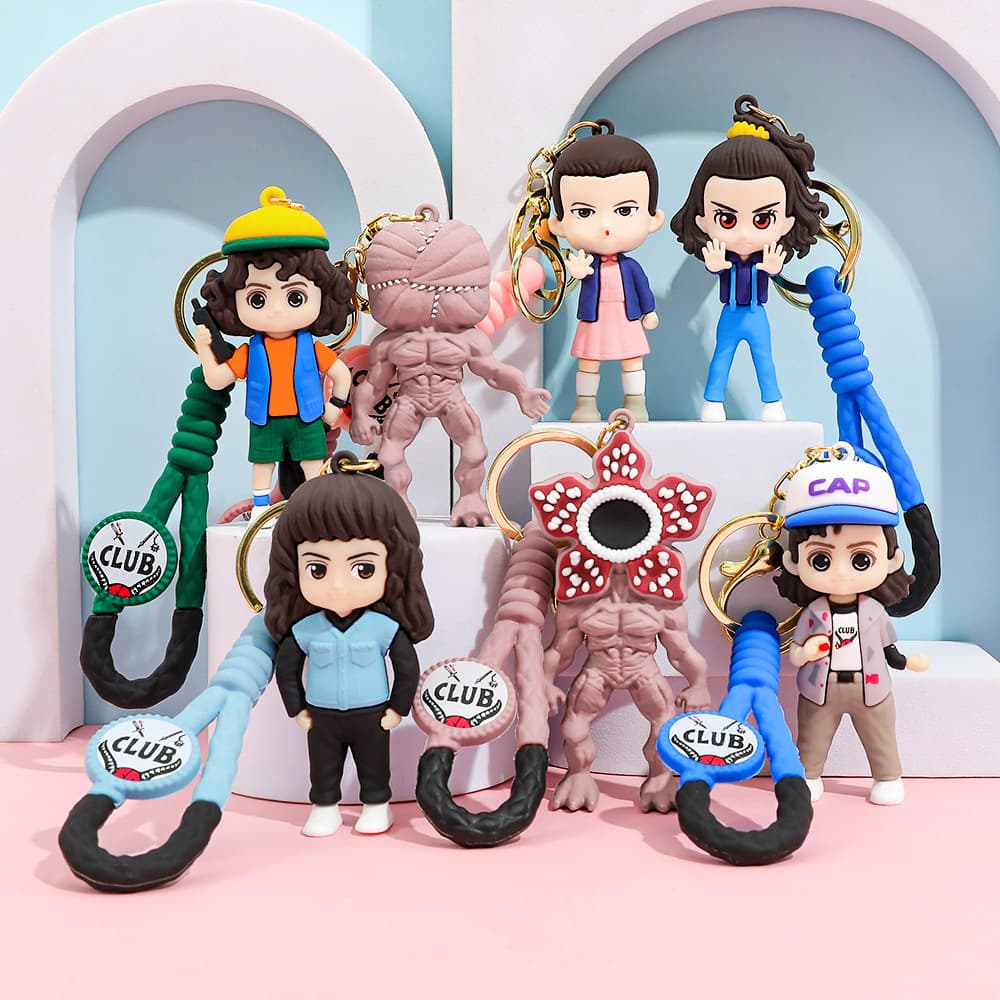 2025 New Stranger Things Keychain Piranha Eleven Dustin Eleven Doll Figure Pendant Gift