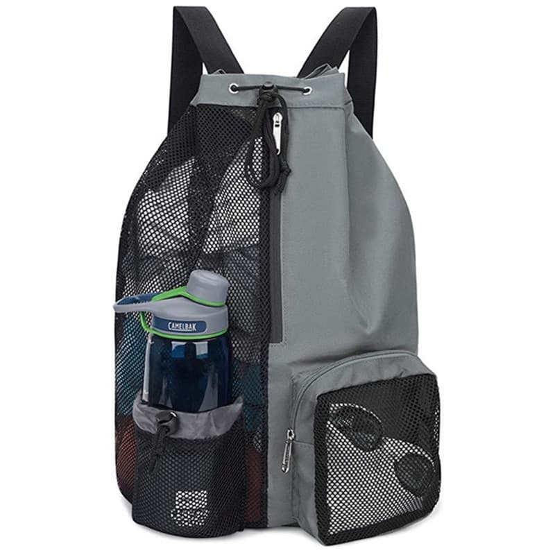 In Stock New Swimming Bag Mesh Drawstring Backpack with Wet Pocket Beach Backpack Gym and Workout Gear Bag