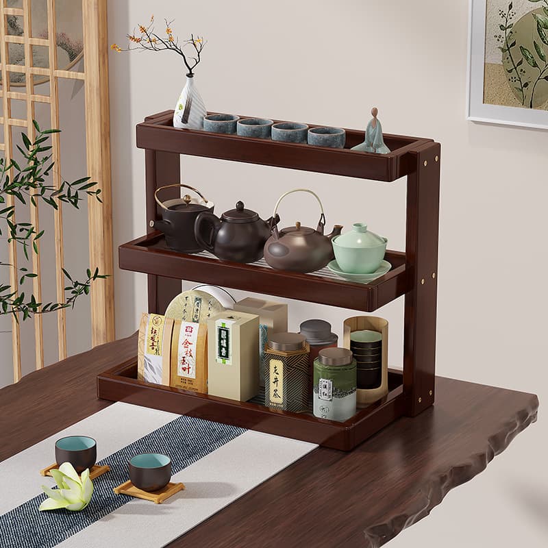 Desktop shelf, teacup and water cup storage rack, acrylic tea set rack, antique display shelf, Chinese purple clay teapot display rack