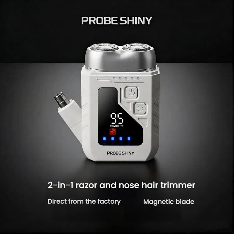 Cross-Border New Model Two-In-One Mini Portable Electric Shaver for Nose Hair and Beard, Suitable for Car Travel, Men's Beard Trimmer