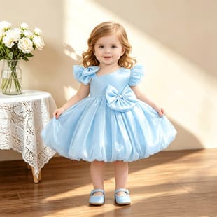 Children's Dress for Export, Little Flying Sleeve Princess Dress, Baby Girl's First Birthday Dress, Bowknot Tutu Dress, Drop Shipping