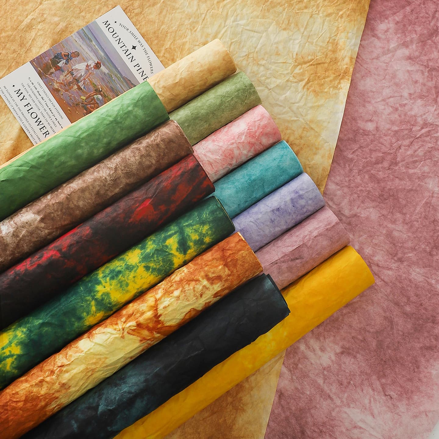 New Handmade Ink Wash Paper High-Grade Blotting Paper for Fresh Flower Bouquet Wrapping DIY Flower Shop Wrapping Paper Wholesale Materials