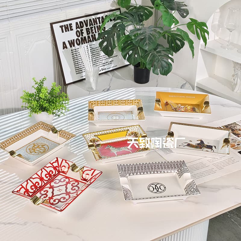 H Home Nordic Light Luxury Bone China Cigar Ashtray Creative Home Living Room Banquet Fashion Simple Large Ashtray