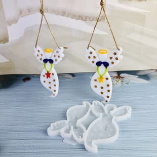 X1322 Star Angel Pendant Desktop Decoration Cement Plaster Mold DIY Silicone Mold