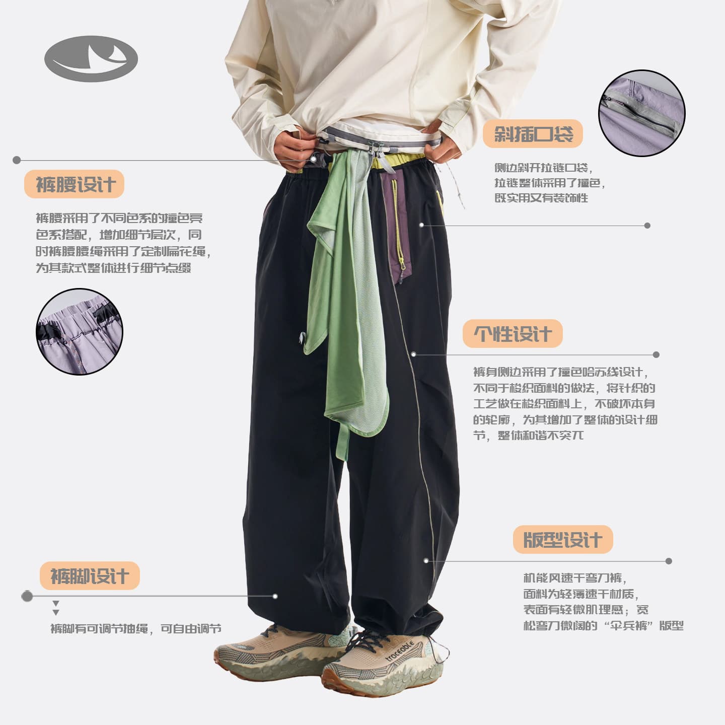 Black Fleet Spring/Summer New Outdoor Water-Repellent Hasselblad Line Mountaineering Sports Pants Men's Hiking Curved Blade Casual Trousers