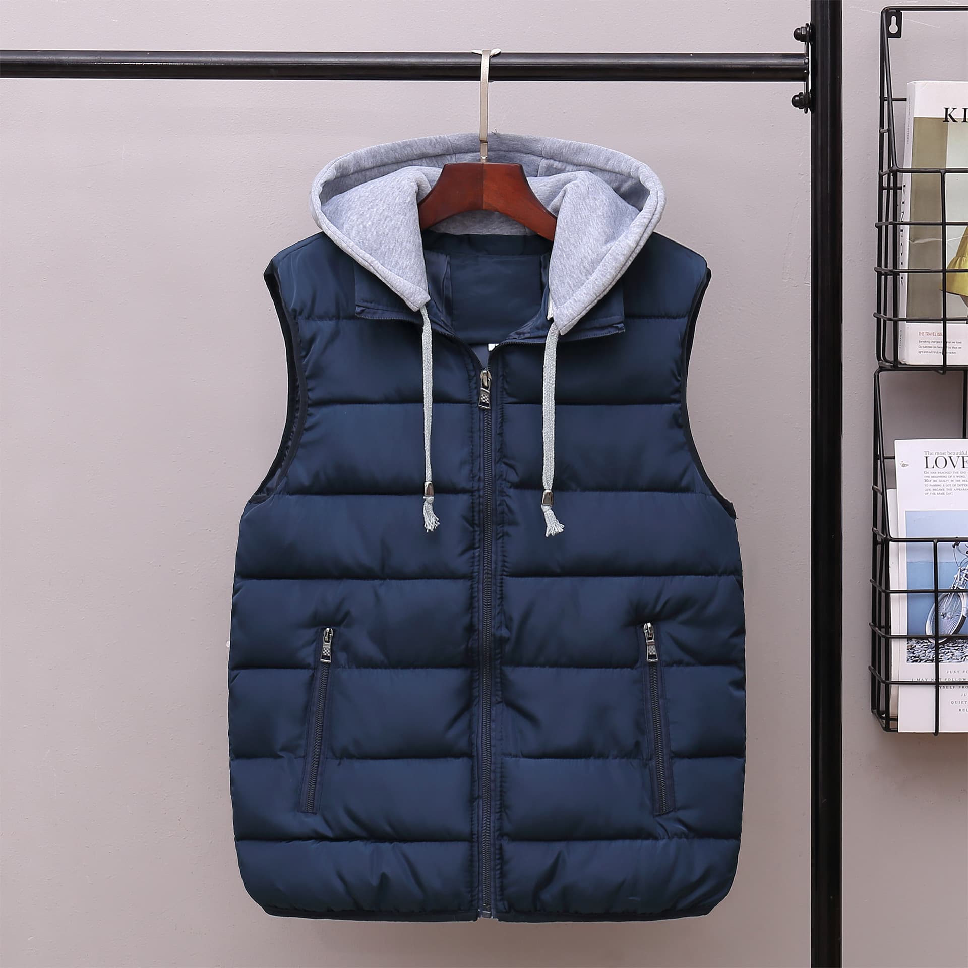 Men's cotton vests for autumn and winter, Korean style, thickened, suitable for couples; wholesale women's cotton vests for export with logo printing.