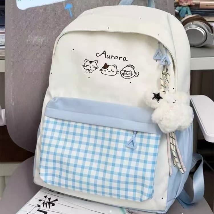 Cute college schoolbag female Japanese style ins plaid girl small fresh junior high school student backpack primary and secondary school student backpack
