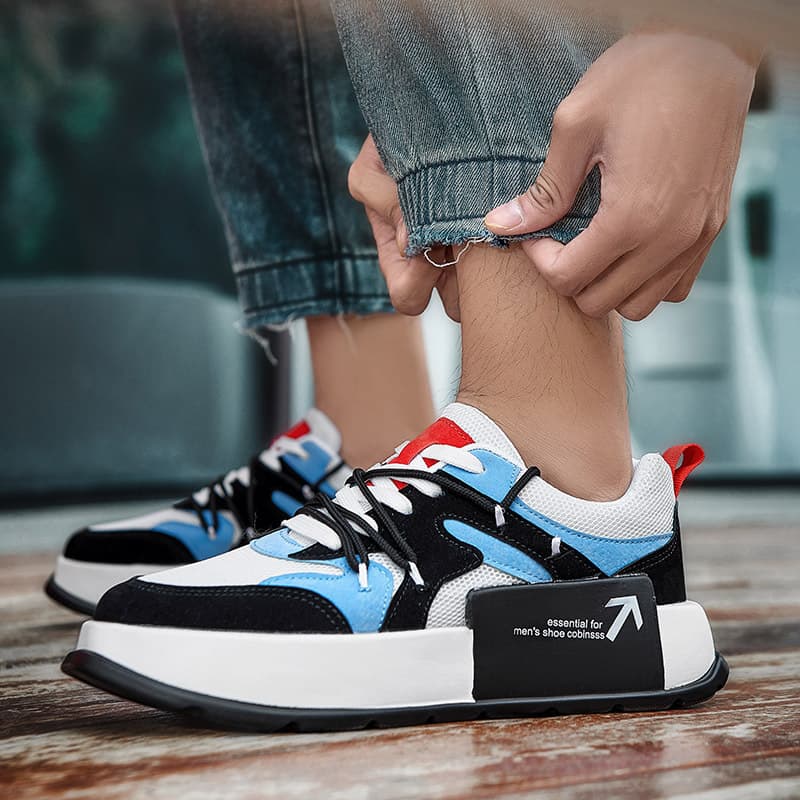 Men's Shoes Autumn New Color-Block Thick Sole Student Breathable Japanese-Style Casual Sneakers Fashion Youth Sports