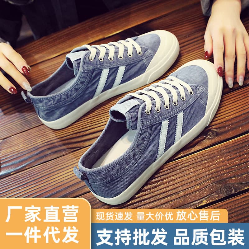Korean-style canvas shoes for men, trendy viral hit, 2025 spring new arrival, low-top, fashionable, versatile, casual flat sneakers