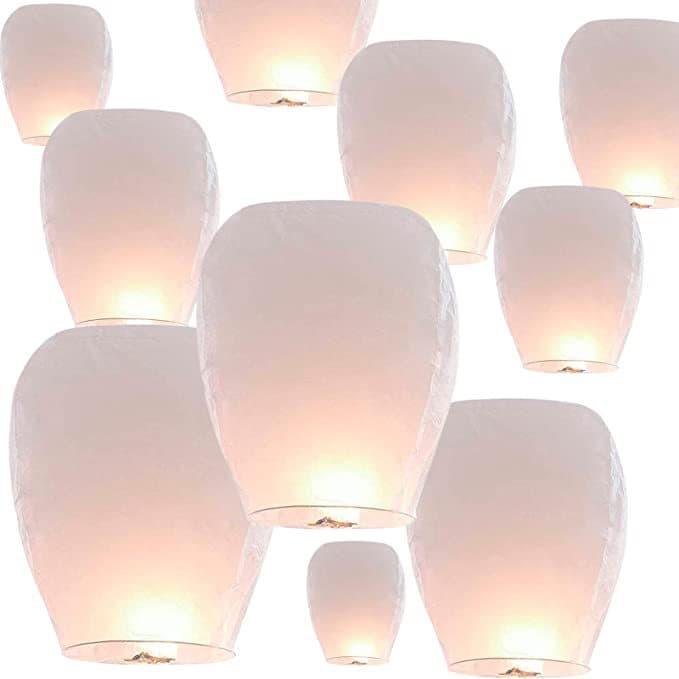 New cross-border style, no picture, white flame-retardant wishing sky lantern, no picture, large colored sky lantern