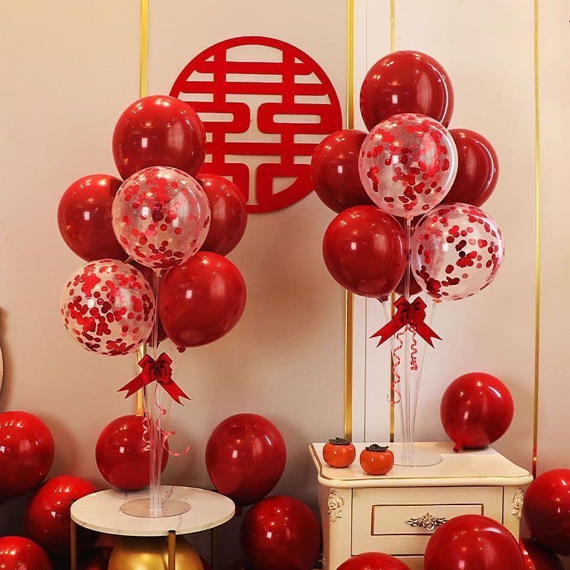 Wedding Room Table Balloon Decoration Base Stand Romantic Wedding Bedroom Scene Decoration Wedding Double Happiness Balloons