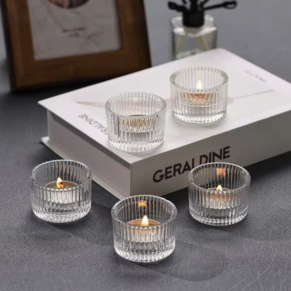 Amazon's popular candle 5538 vertical striped glass candle aromatherapy cup candle holder jar cup glass aromatherapy wholesale