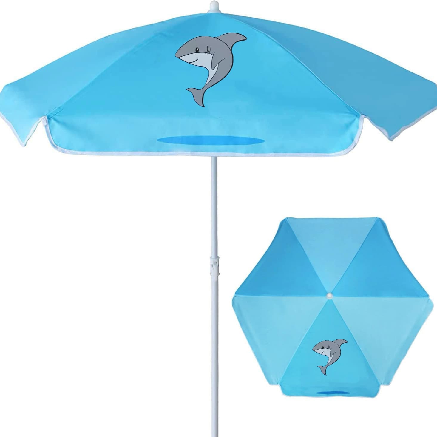 Sky Blue Little Dolphin Kids Outdoor Sunshade Beach Umbrella Toy Matching Decorative Umbrella Portable Children Sun Umbrella