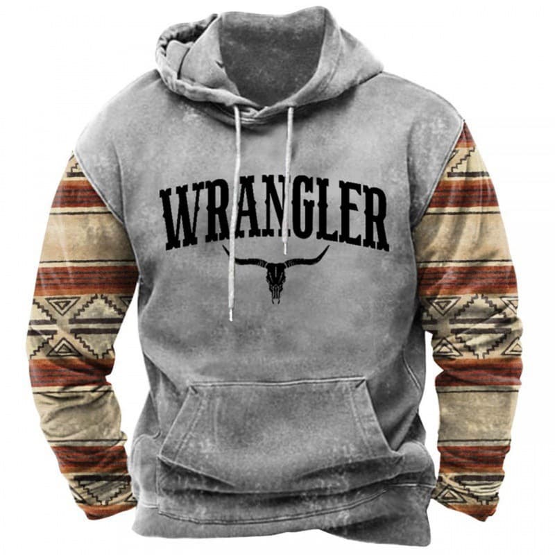 Amazon autumn and winter printed cross-border clothes for men with rope and pockets