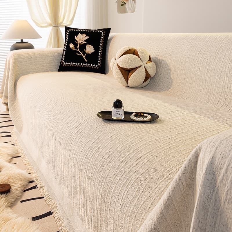 2026 New Four-Season Universal Cream Style Sofa Cover Cloth Chenille High-End Full Wrap Set Cover Blanket
