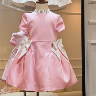 Pink Princess Dress for Girls 2026 New Style Toddler Satin Baby Pink White One-Year-Old Gown Amazon